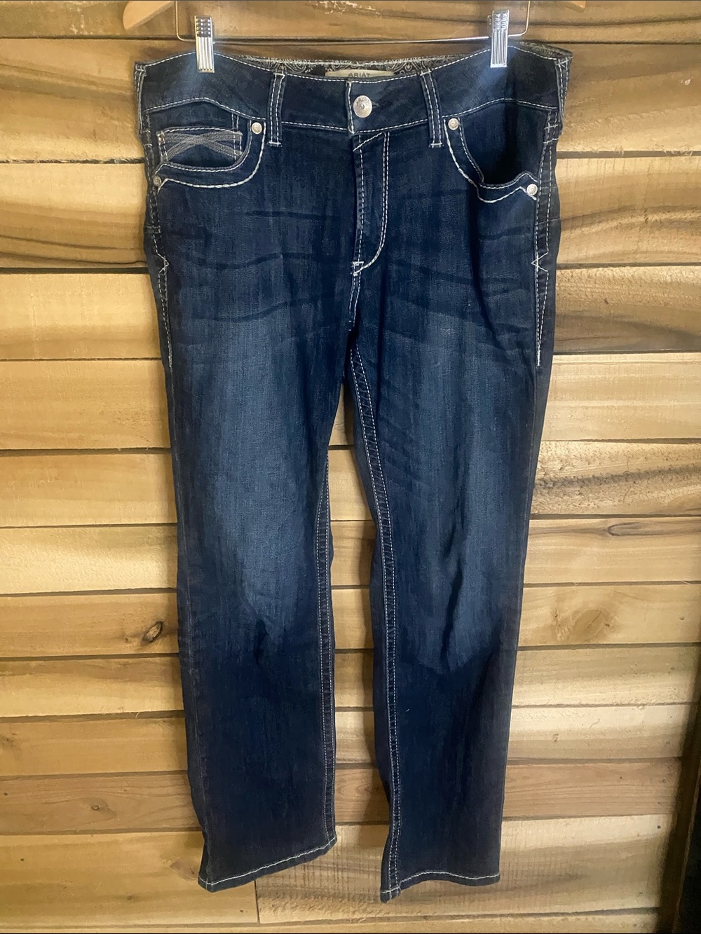 Ariat REAL middise women’s Dark Blue bootcut Jeans with Contrast Stitching 32